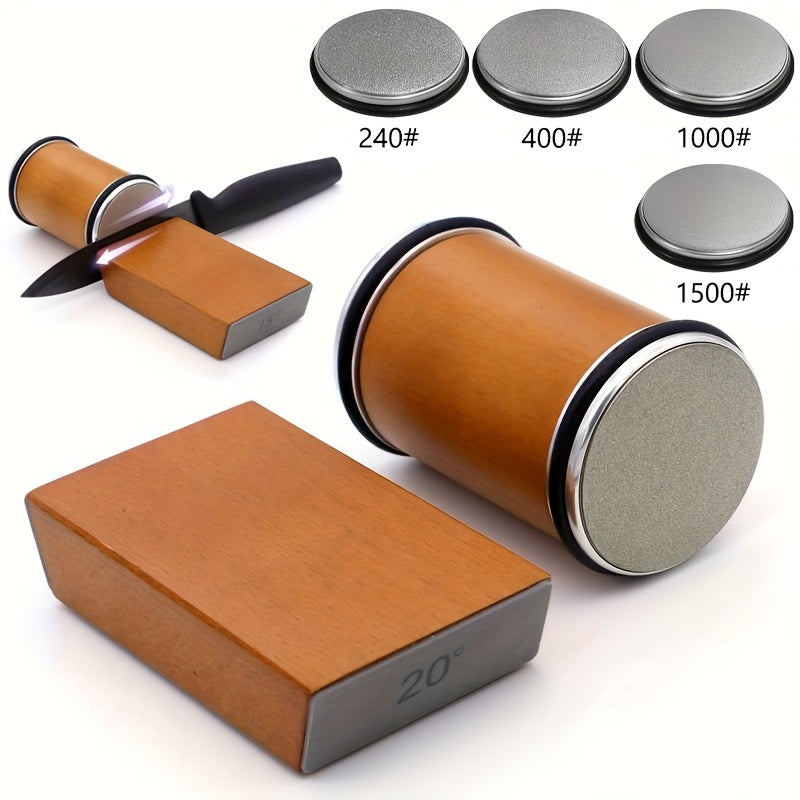 Dual Angle Sharpening Stone Set | Diamond Stone with Magnetic Holder | 15° & 20° Sharpening Angles | Suitable for Wood & Metal