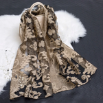 Cut Flower Hollow Motif Silk Scarf