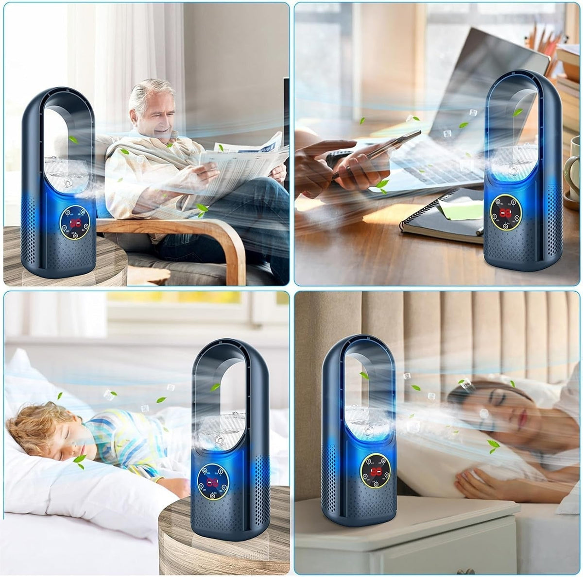 Bladeless Portable Air Cooler | Ultra-Quiet, Ergonomic Design Perfect for Home and Office Use