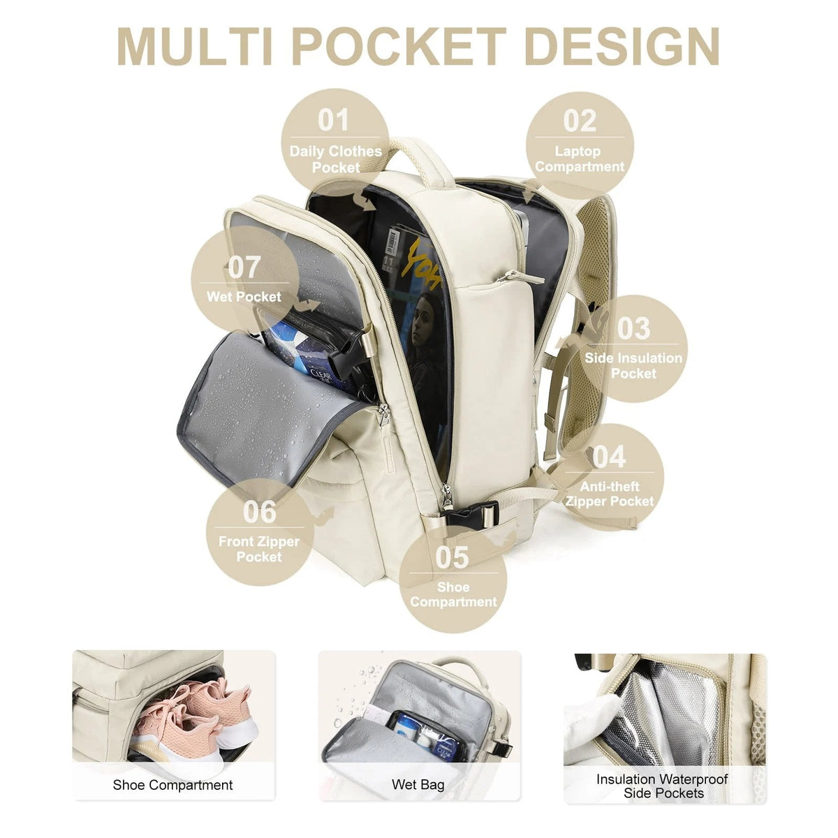 Spacious Waterproof Hiking Backpack for Women – 35L Multi-Functional Travel Bag