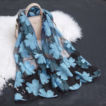 Cut Flower Hollow Motif Silk Scarf