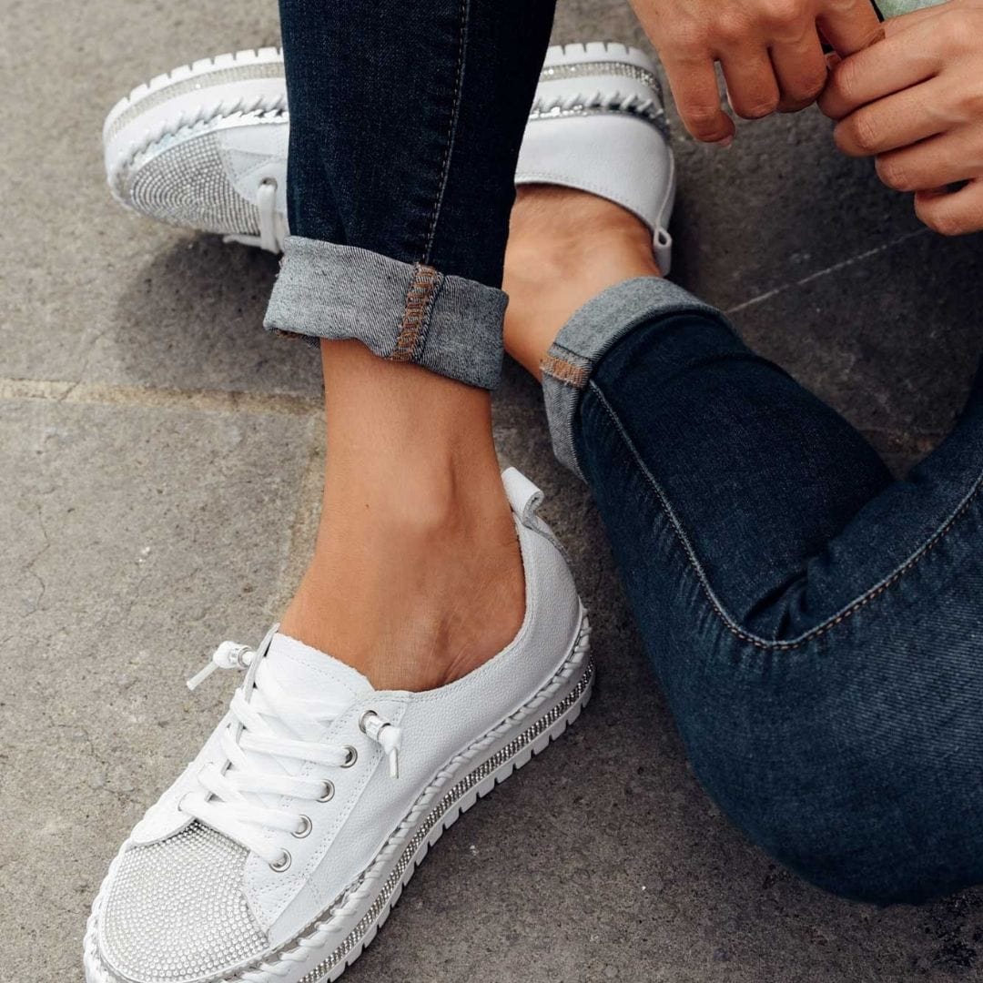 Glitter Metallic Women's Sneakers | Shimmering Casual Shoes | Comfortable Everyday Footwear with 3 cm Heel