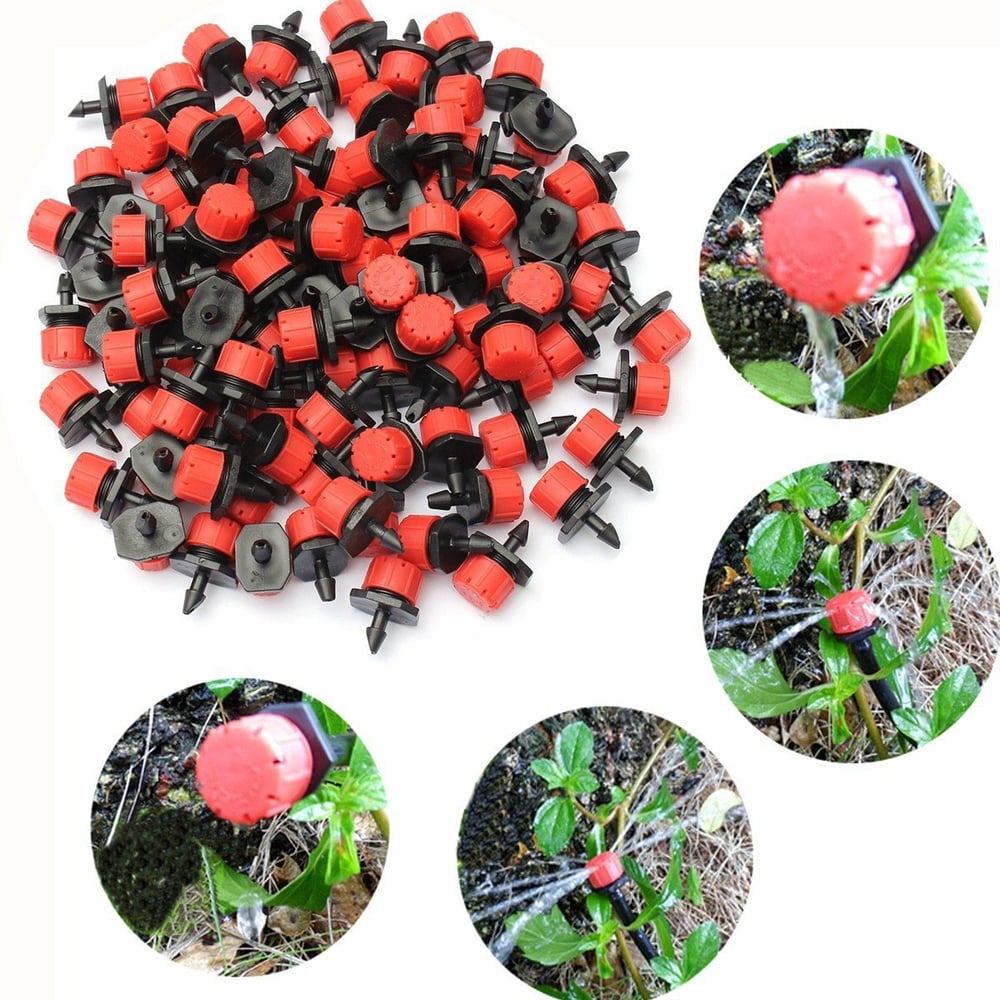 Adjustable Drip Irrigation System for Plants | 360° Water Control | Set of 100 Irrigation Droppers for Gardens, Raised Beds, and Flower Pots