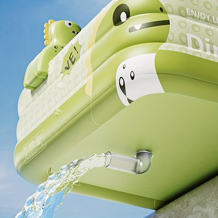Inflatable Kids' Pool with Dino Sprayer & Sunshade — Available in 170 or 210 cm