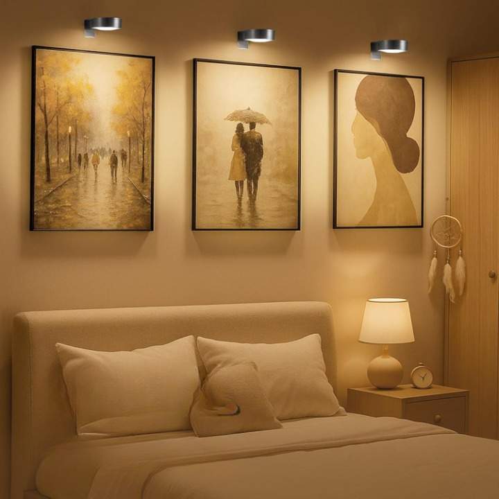Remote-Controlled Wireless LED Picture Light – Magnetic, No Drilling, Available in Gold or Black