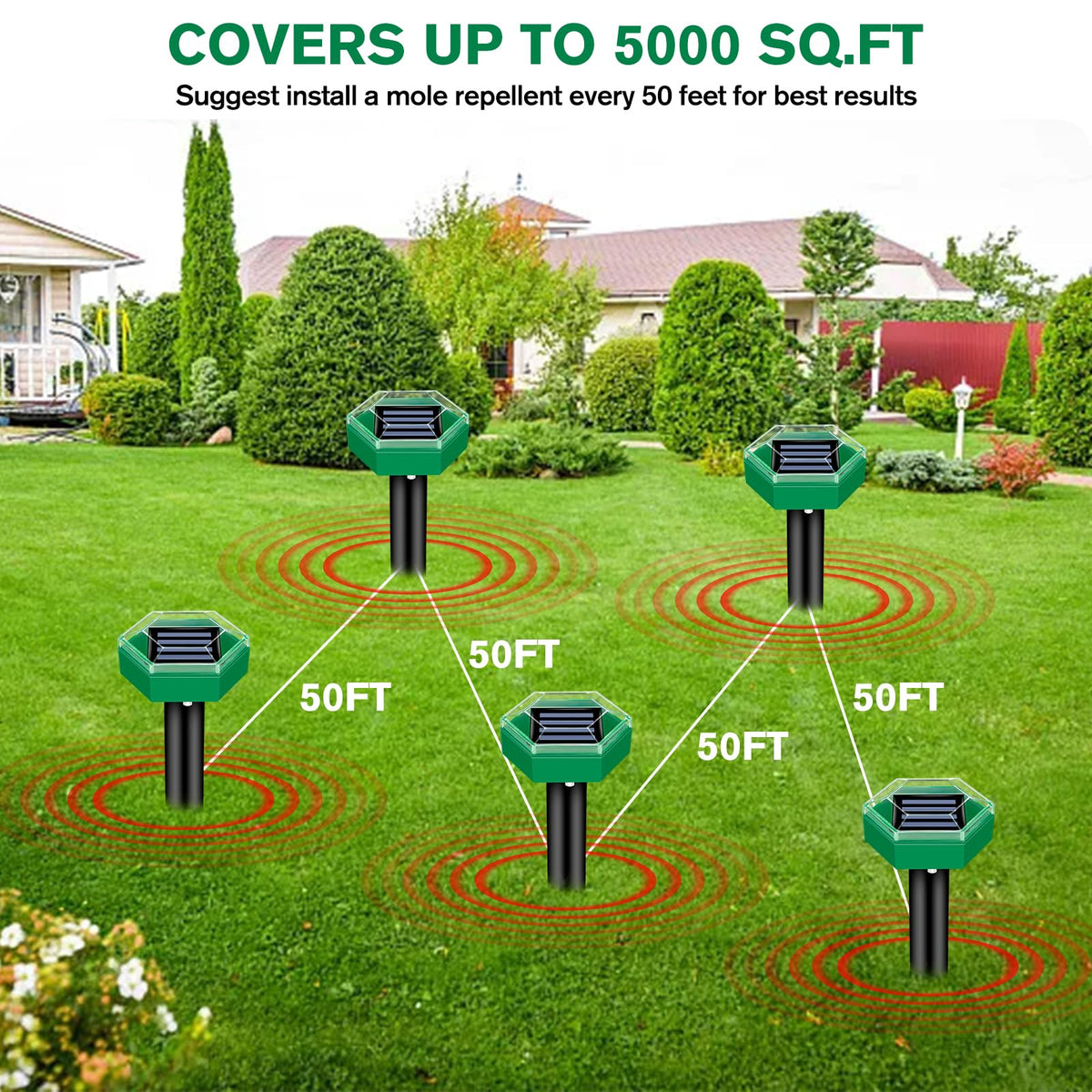 4-Pack Ultrasonic Mole Repellent