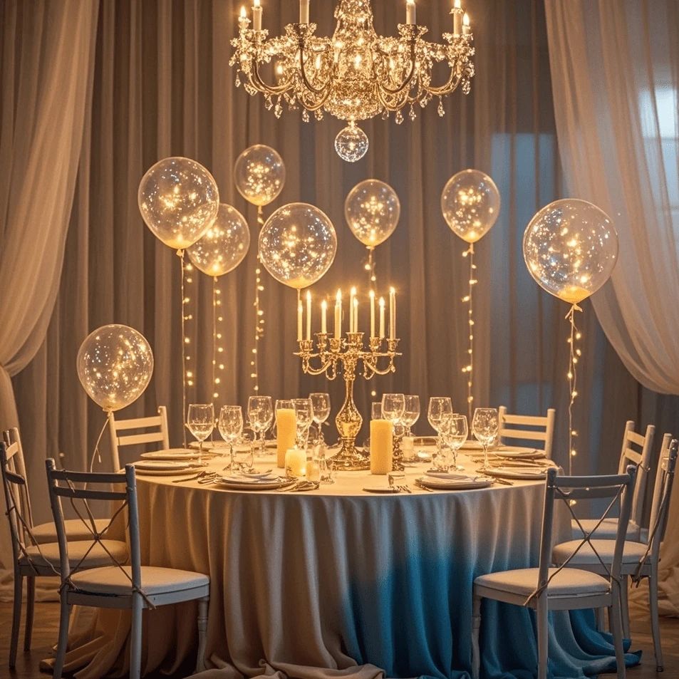 Set of 10 Warm White LED Balloons for Parties and Weddings