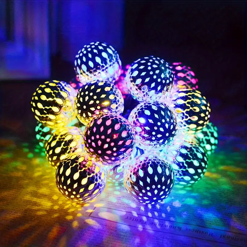Moroccan Metal Ball String Lights for Terrace