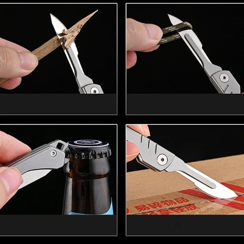 Folding Precision Knife with 10 Replacement Blades | Compact Stainless Steel Craft Knife for DIY and Detailed Work