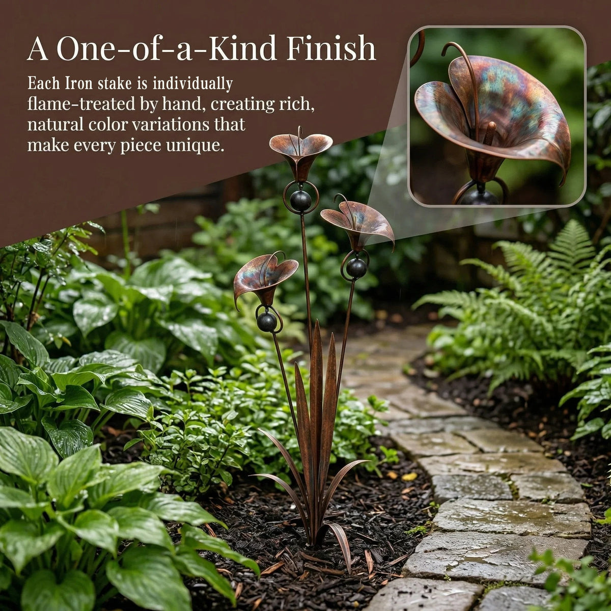 Handcrafted Garden Stake with Wind Chimes
