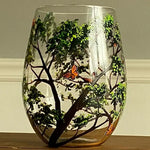 Hand-Painted Art Wine Glasses Featuring Four Seasons Design