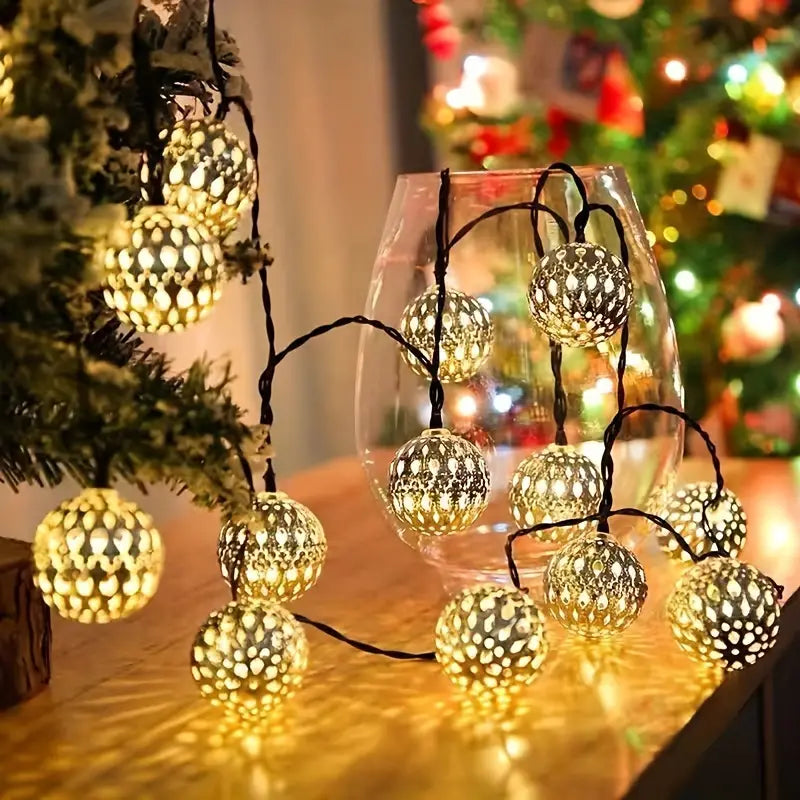 Moroccan Metal Ball String Lights for Terrace