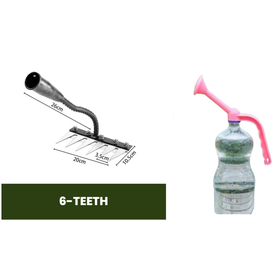 Garden Rake Made of Carbon Steel – Weed Remover, 5–8 Teeth, Sturdy & Rust-Free