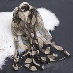Cut Flower Hollow Motif Silk Scarf