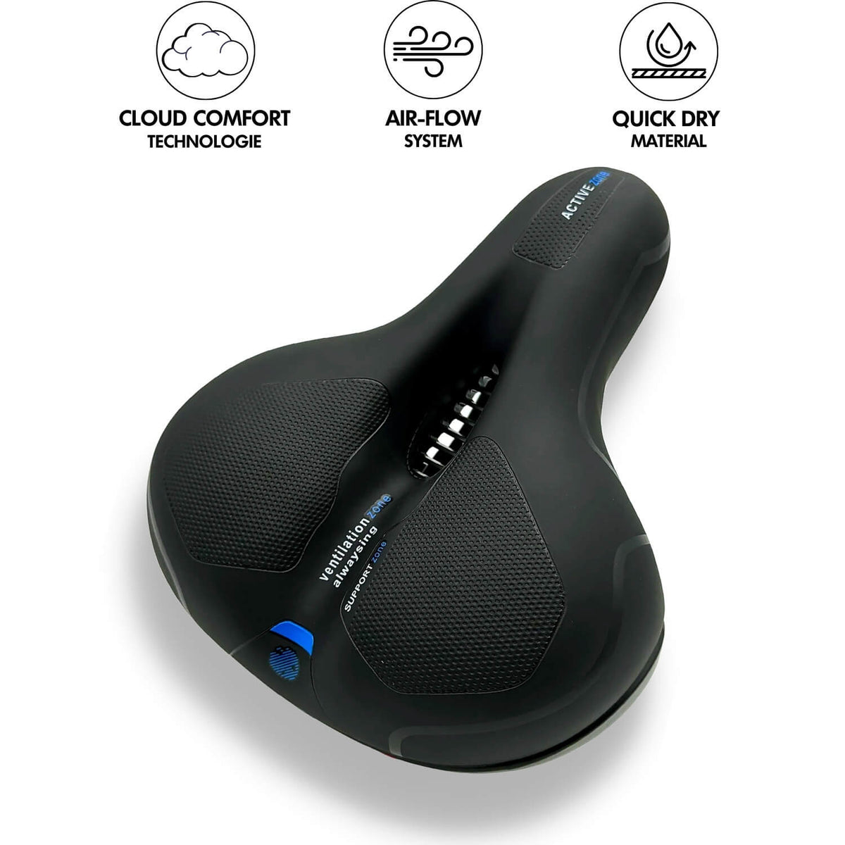 CloudComfort Pro Bicycle Saddle | Pressure-Relieving Memory Foam | Black
