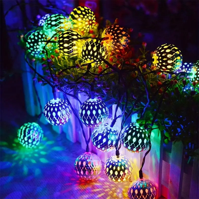Moroccan Metal Ball String Lights for Terrace