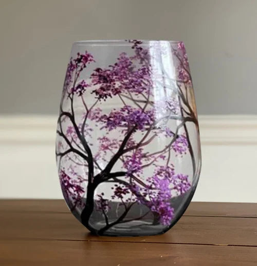 Hand-Painted Art Wine Glasses Featuring Four Seasons Design