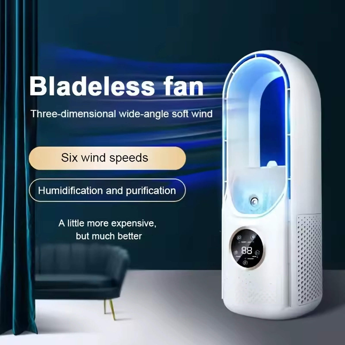 Bladeless Portable Air Cooler | Ultra-Quiet, Ergonomic Design Perfect for Home and Office Use