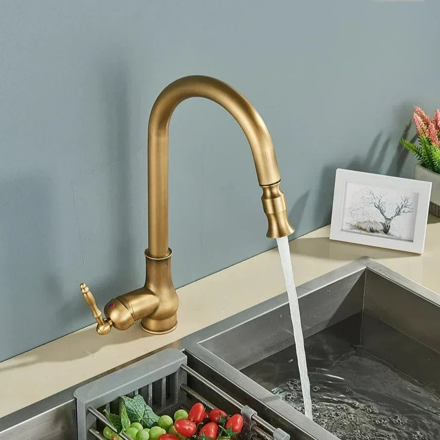 Pull-Out Kitchen Faucet in Antique Bronze for Stylish and Flexible Kitchen Use