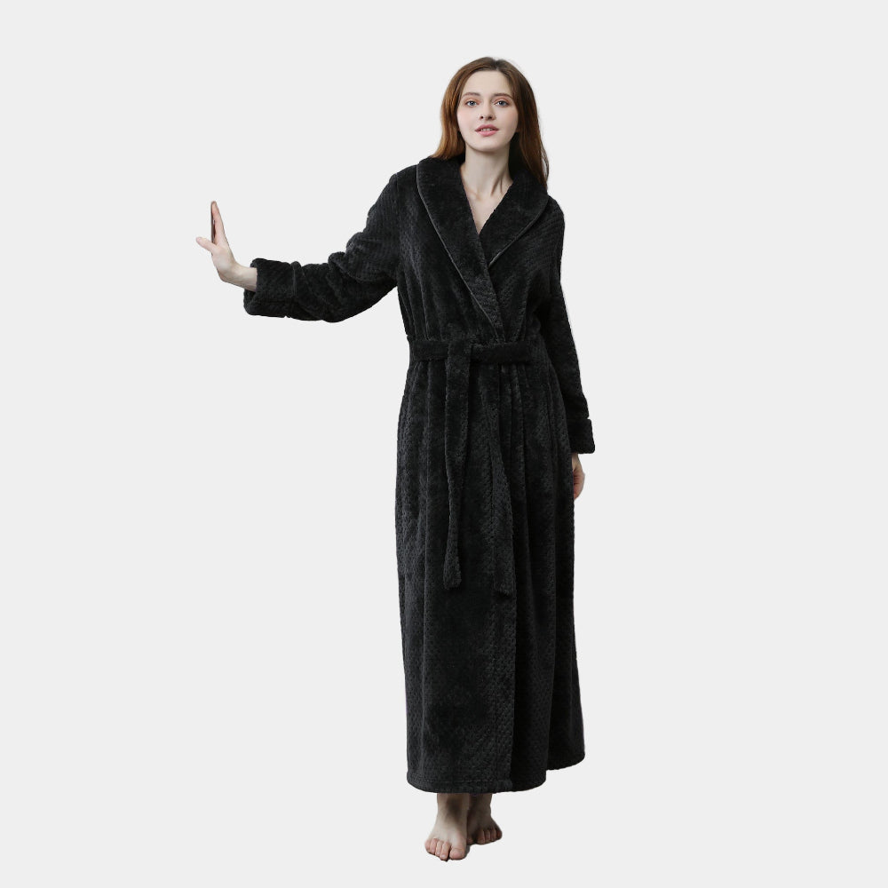 Women's Long Thermal Flannel Bathrobe