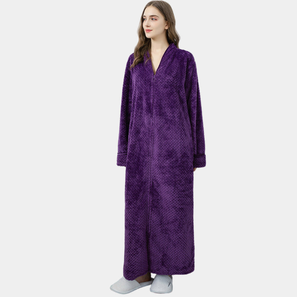 Women's Long Thermal Flannel Bathrobe