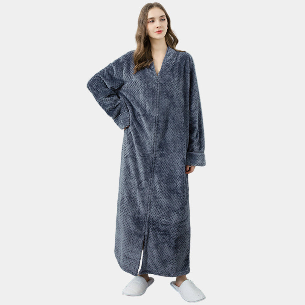 Women's Long Thermal Flannel Bathrobe