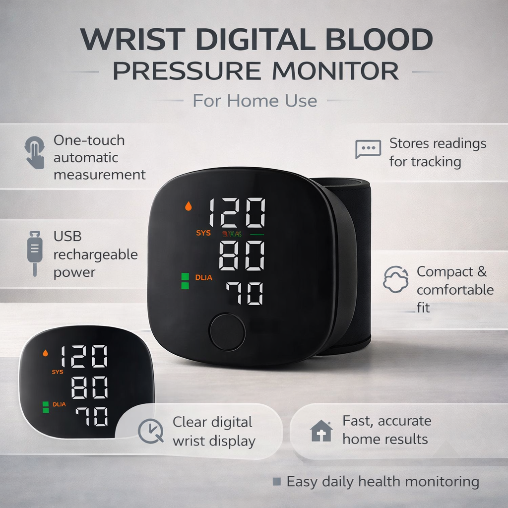 Automatic Digital Wrist Blood Pressure Monitor for Home Use