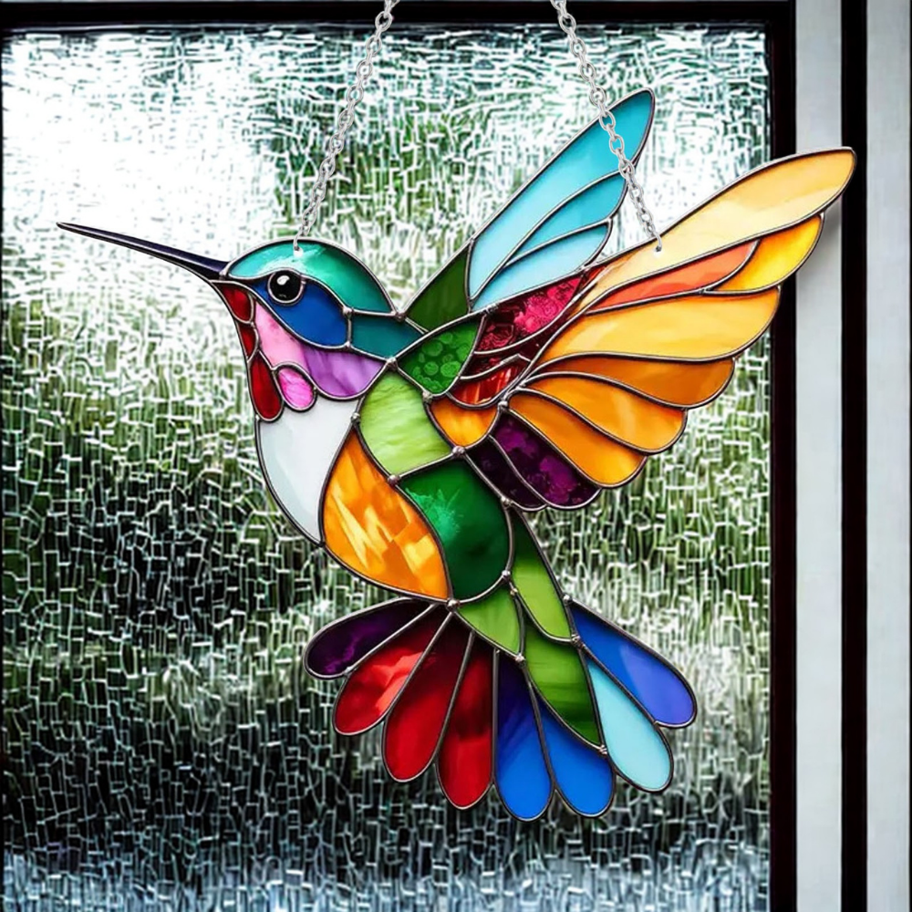 Stained Glass Effect Bluebird Window Suncatcher Hanging Decor