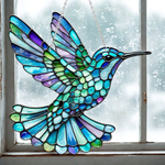 Stained Glass Effect Bluebird Window Suncatcher Hanging Decor