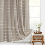 Bohemian Linen Shower Curtain with Tassels & Waterproof Design