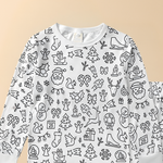 Children's Cotton Pajama Set with Christmas Painting Design