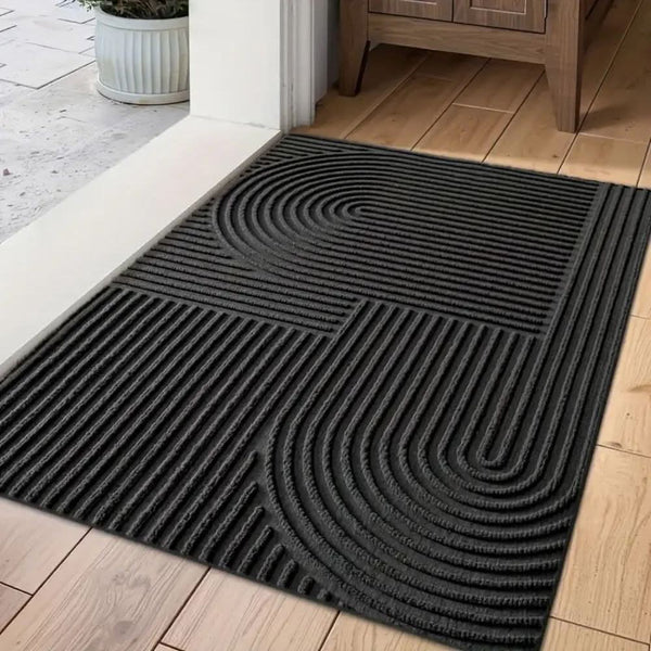 Absorbent, Washable Mat with Flowing Line Pattern