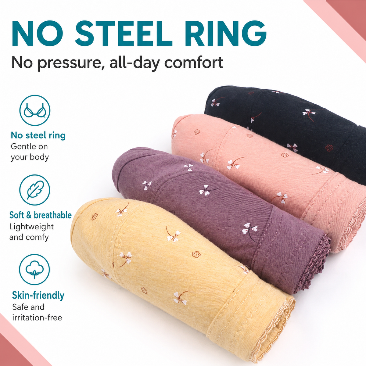 Comfortable Button Closure Bra