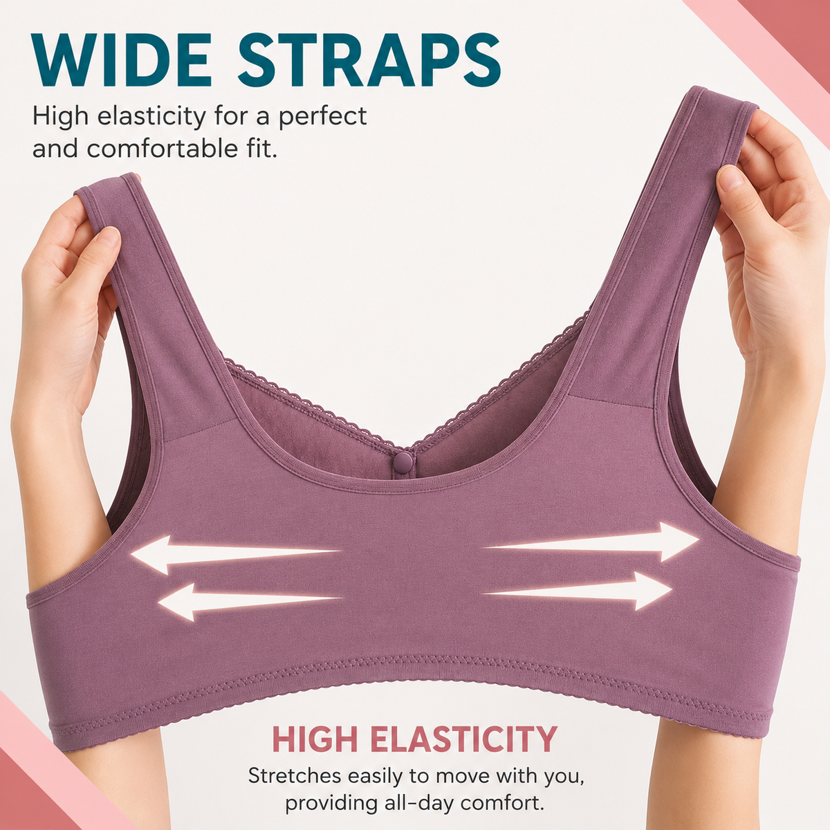 Comfortable Button Closure Bra