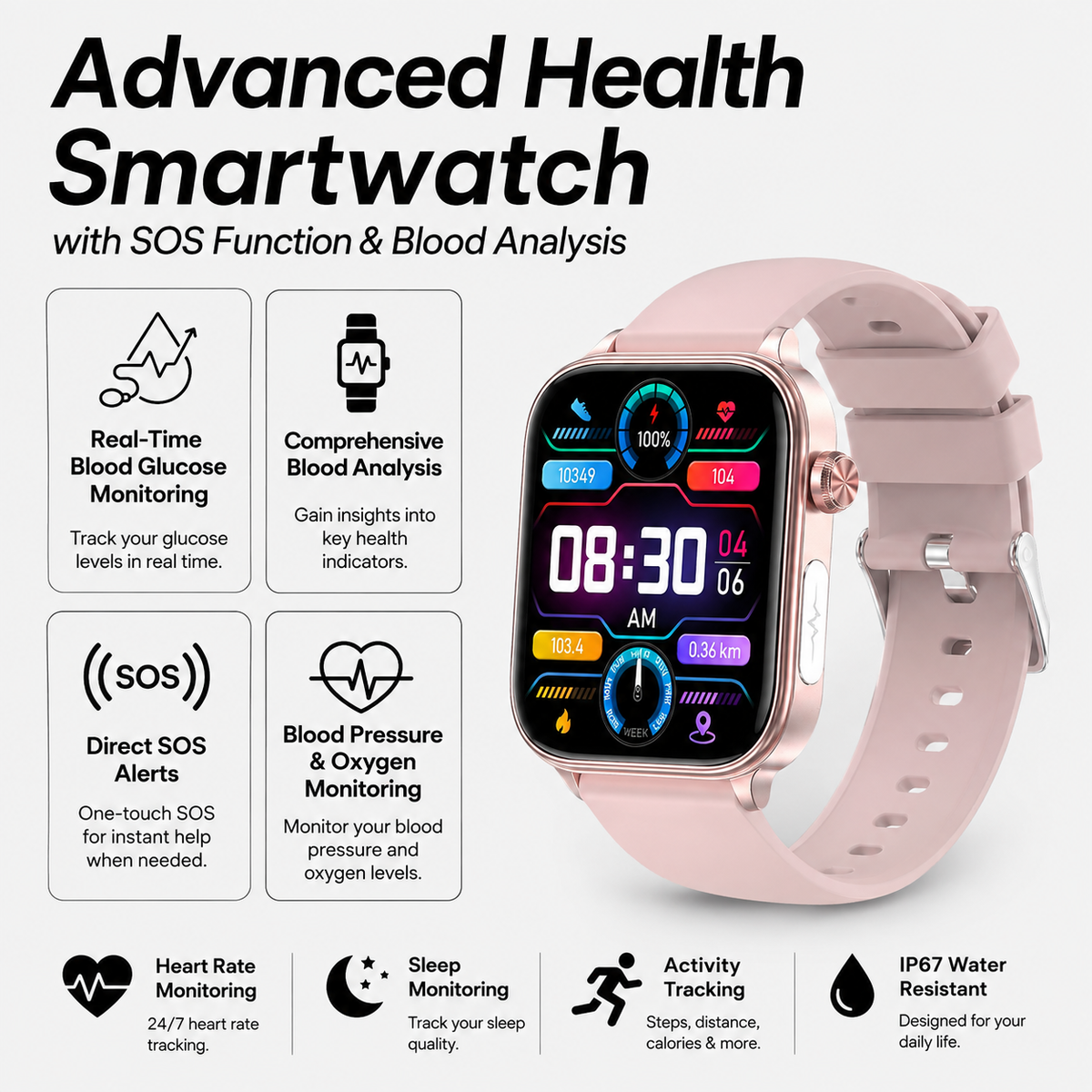 Emergency SOS Watch: Fall Detection & Glucose Monitoring