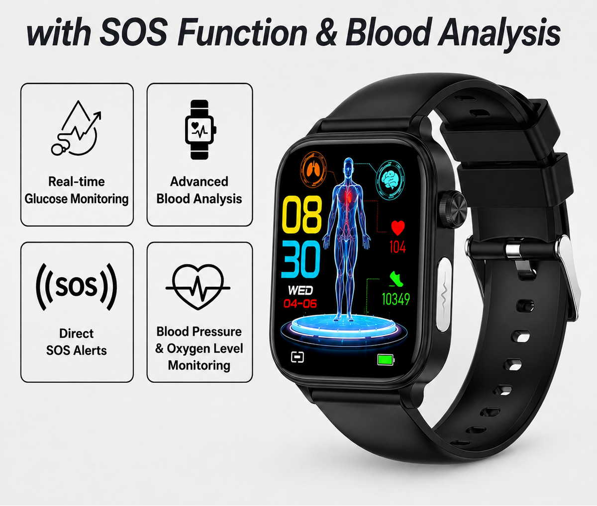 Emergency SOS Watch: Fall Detection & Glucose Monitoring
