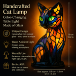 Color Changing Glass Table Lamp - Handmade Cat Design