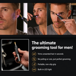 Professional Ultra-Thin Precision Trimmer | Titanium Stainless Steel Blades | Integrated LED Light | Micro-Oscillation Technology | Ideal for Nose, Ears & Contours