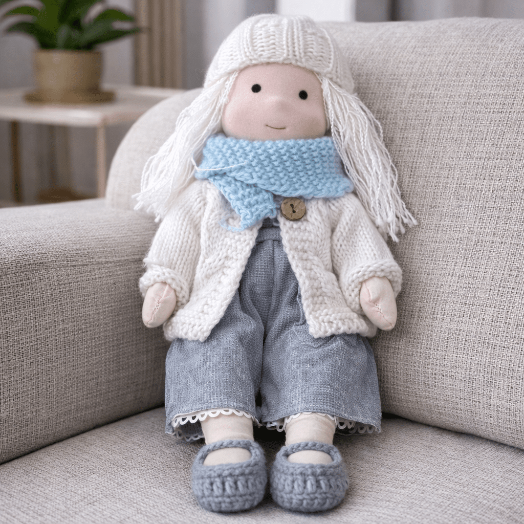 Handmade Waldorf Doll Crafted from Cotton for Creative Play