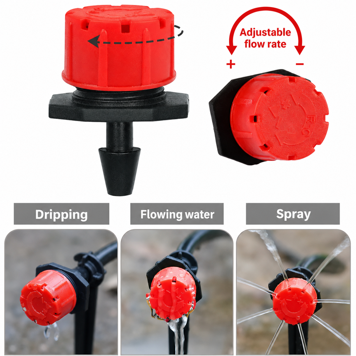 Adjustable Drip Irrigation System for Plants | 360° Water Control | Set of 100 Irrigation Droppers for Gardens, Raised Beds, and Flower Pots