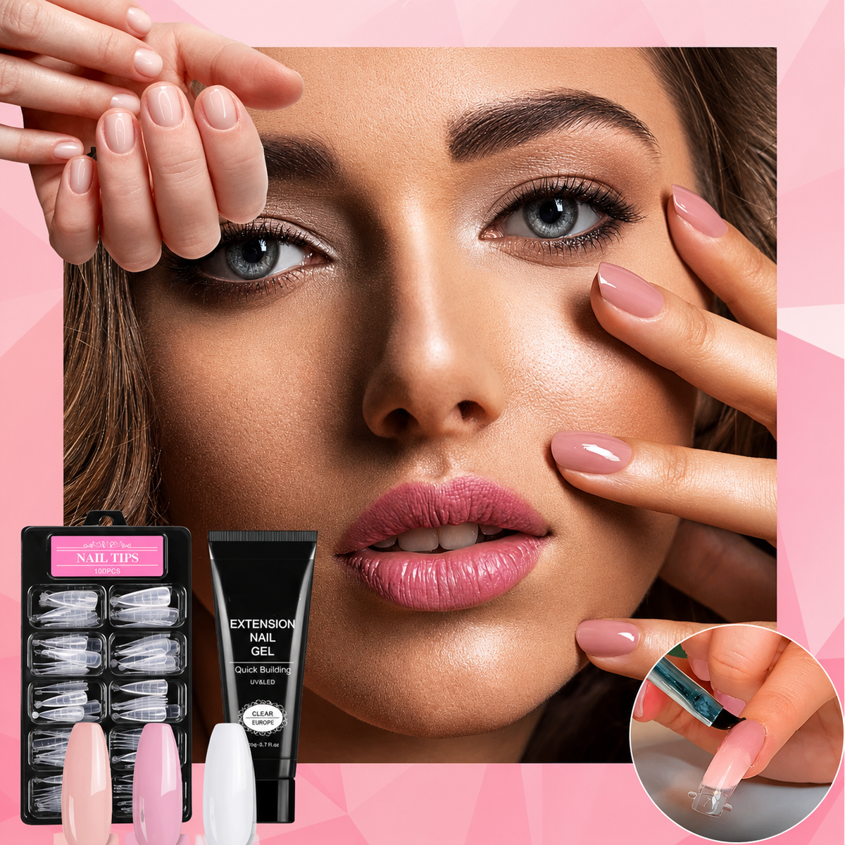 Nail Extension Kit with Gel and Tips | DIY Set for Natural, Long-Lasting Results