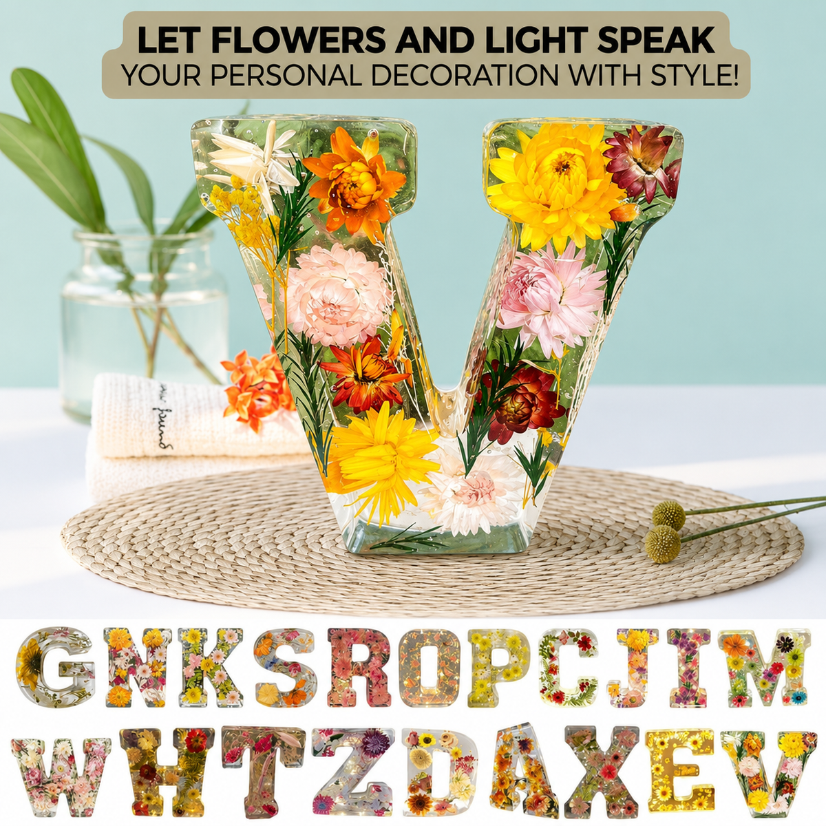 50% OFF | Flower Lamp Letters Crafted from Resin