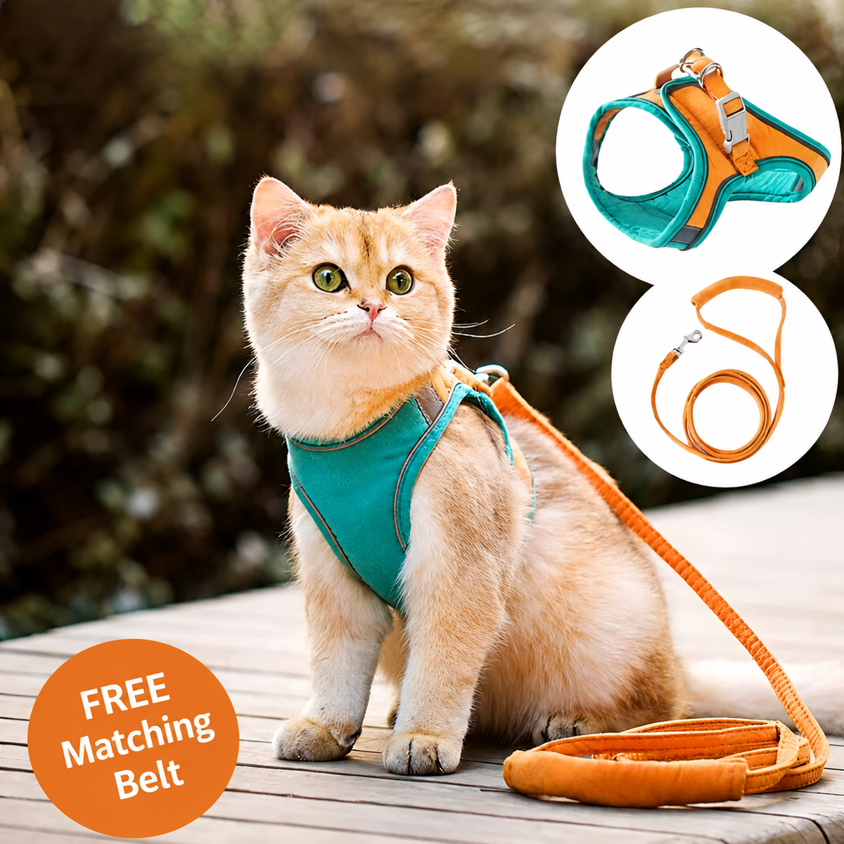 Comfortable Cat Harness with Reflective Stripes for Safe Night Walks | 50% OFF