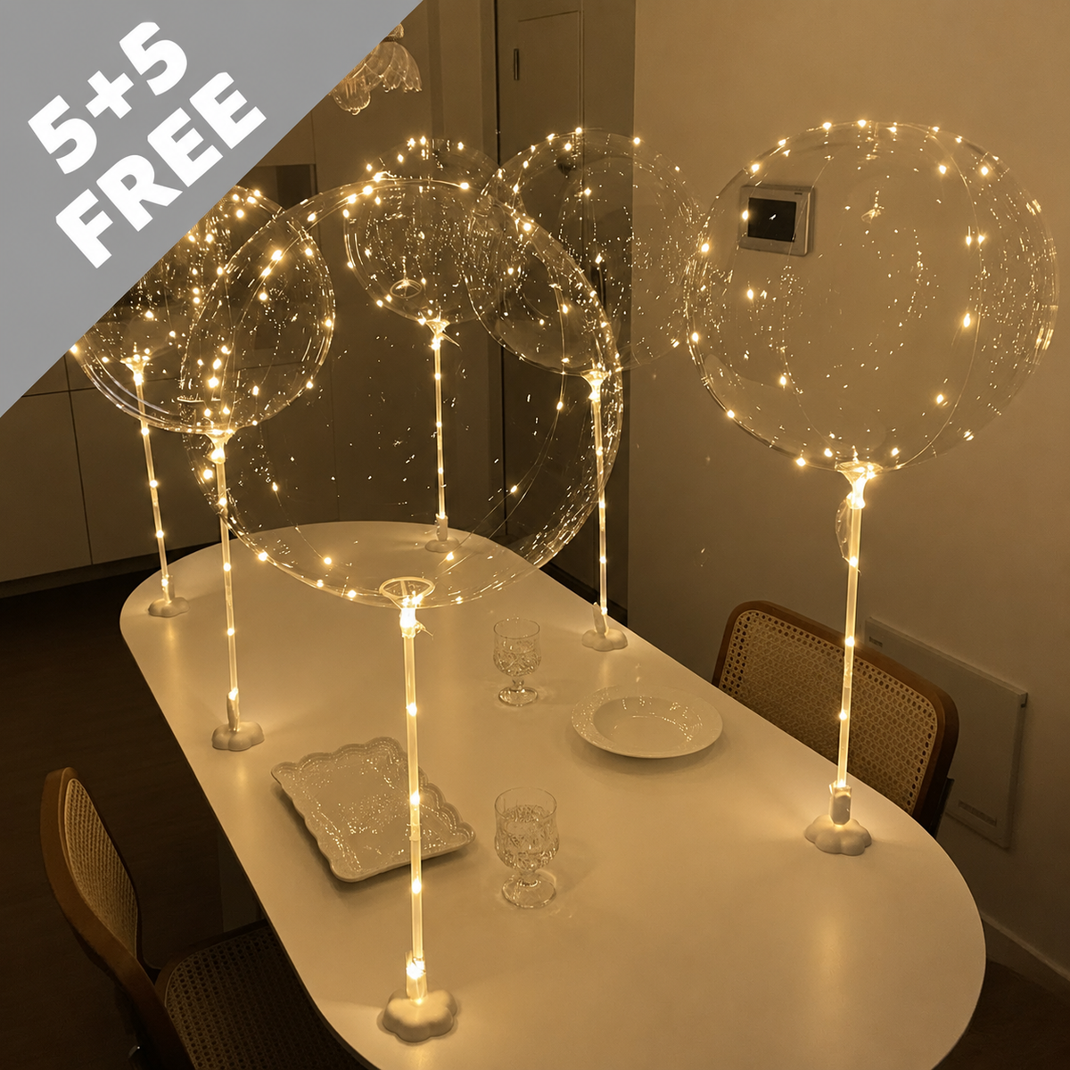 5+5 FREE | Illuminate Any Party with Warm, Reusable LED Balloon Spotlight Lights