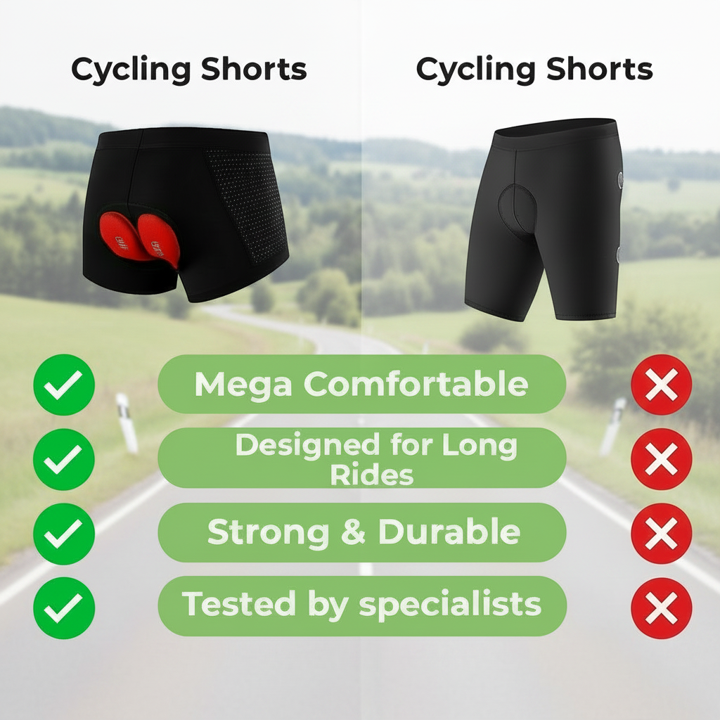 Gel-Padded Cycling Shorts to Alleviate Saddle Pain