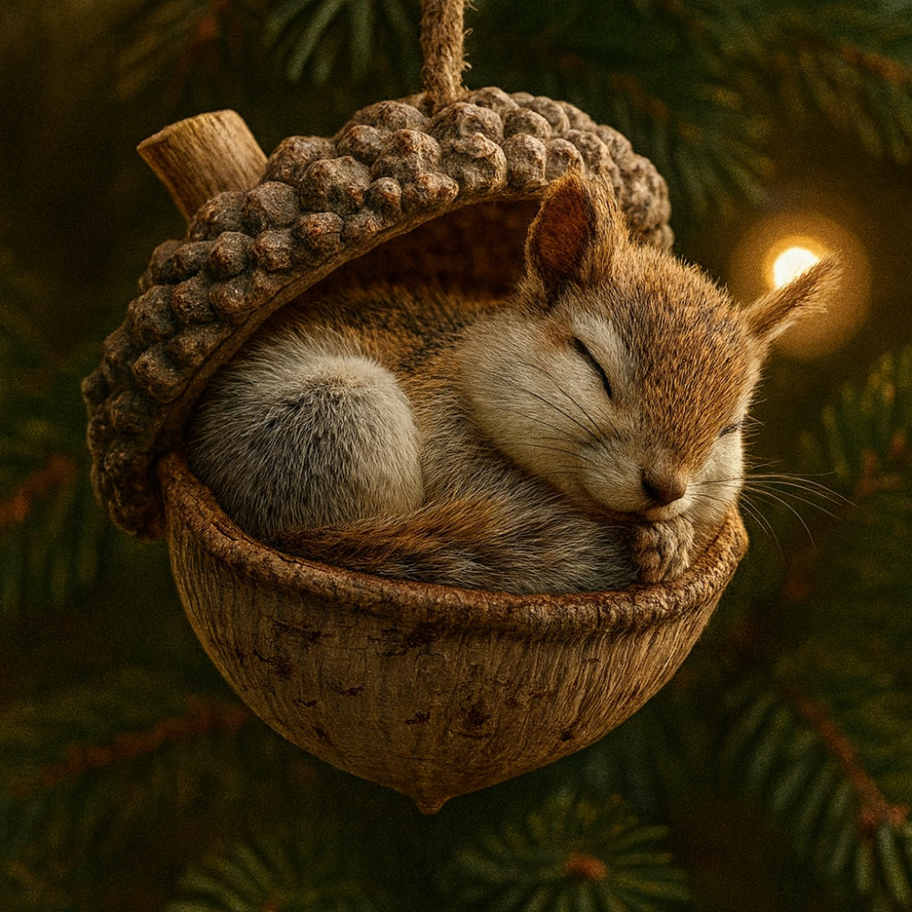 Woodland Animal Christmas Tree Ornaments - Acorn Holiday Decor