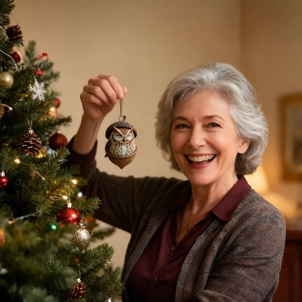 Woodland Animal Christmas Tree Ornaments - Acorn Holiday Decor
