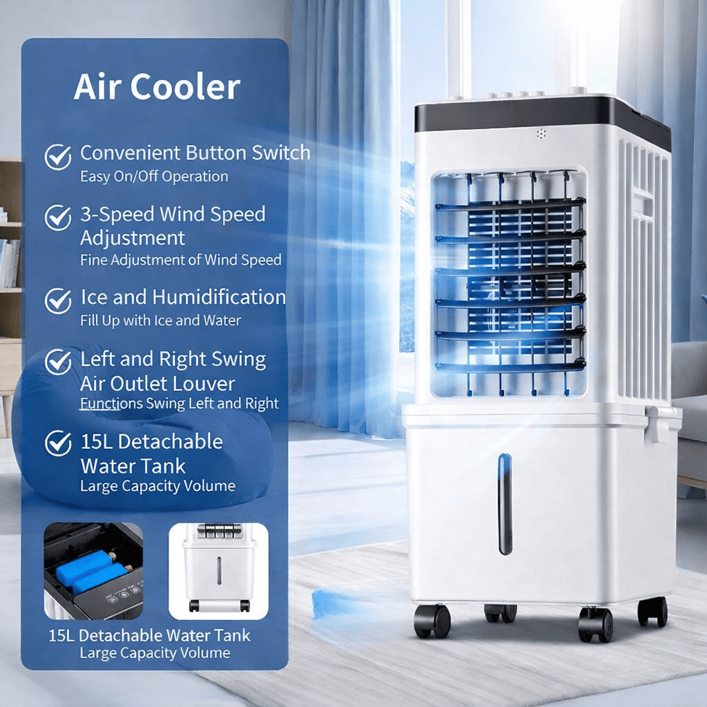 Portable Air Cooler & Fan – Versatile 3-in-1 Freshness for Home