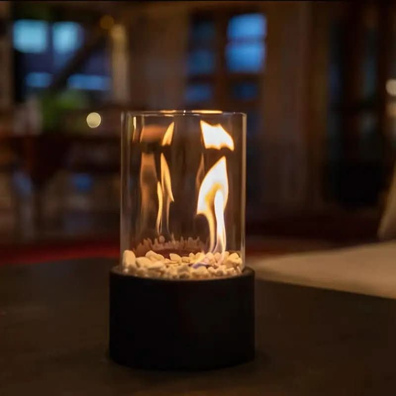 Modern Table Fireplace with Real Flames & Smoke-Free Bioethanol Fuel