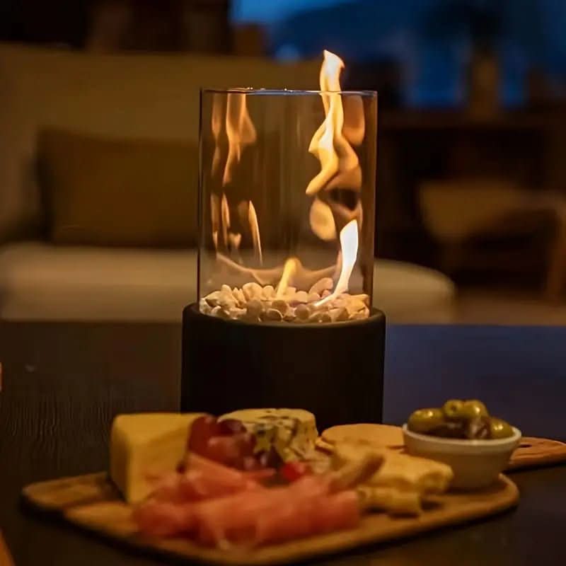 Modern Table Fireplace with Real Flames & Smoke-Free Bioethanol Fuel